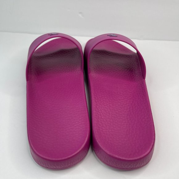 NEW Polo Ralph Lauren Classic Pool Slide Sandals Vivid Pink w/ Blue Pony Size 14 - Picture 3 of 4